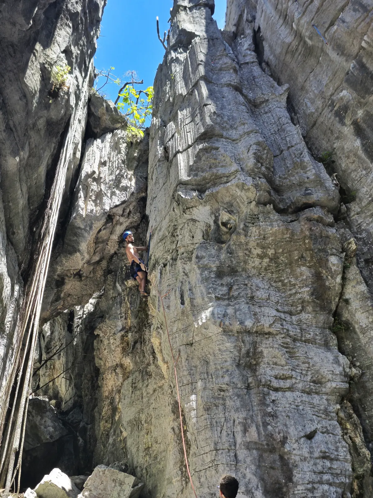 Foto da via de escalada Retaguarda (VIsup), no setor Salão Principal, no pico Belchior