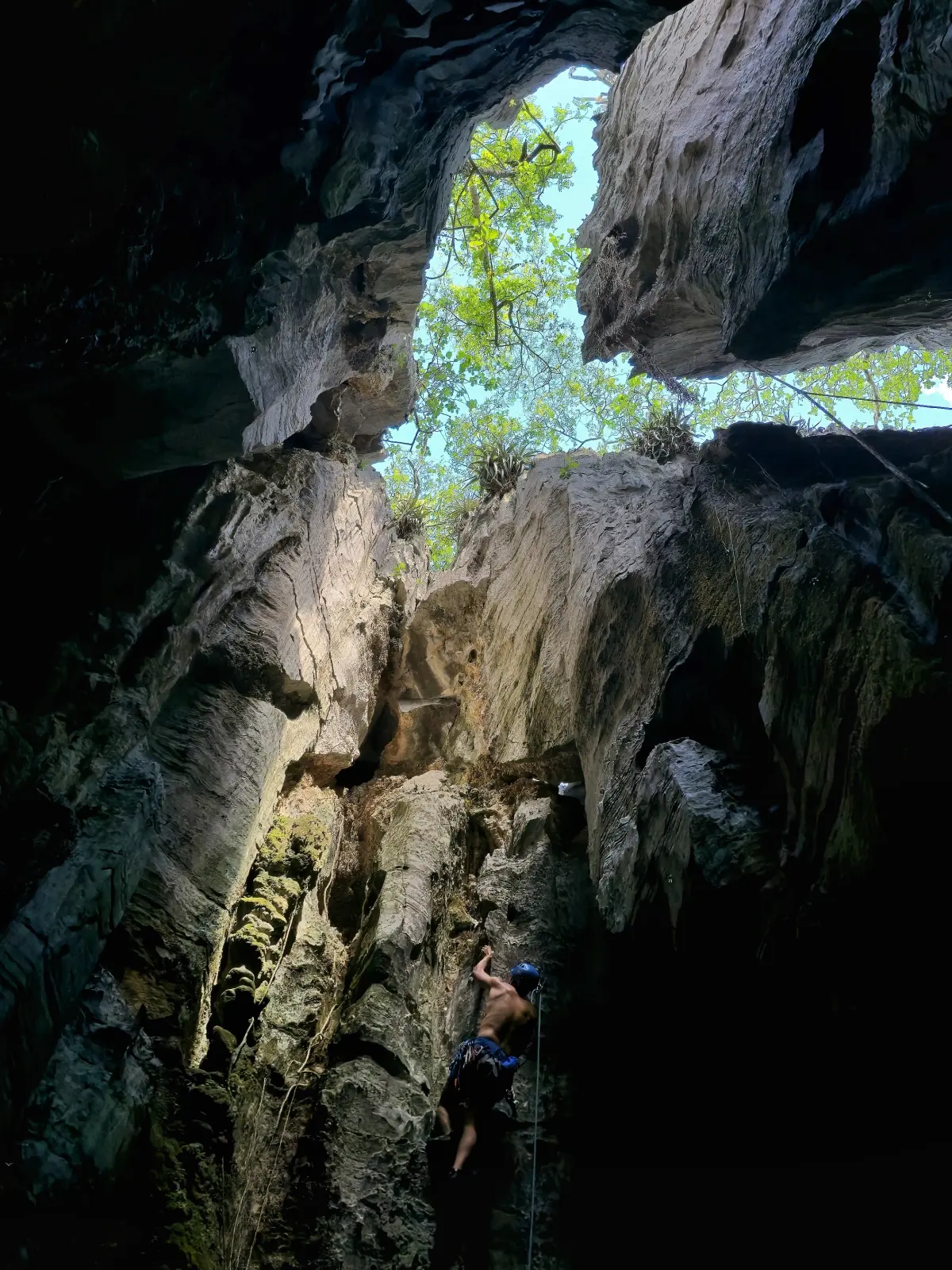 Foto da via de escalada Cachaça Não É Água (7a), no setor Tromba D'água, no pico Belchior